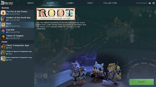 Widok lobby do wyboru kolejnej gry planszowej